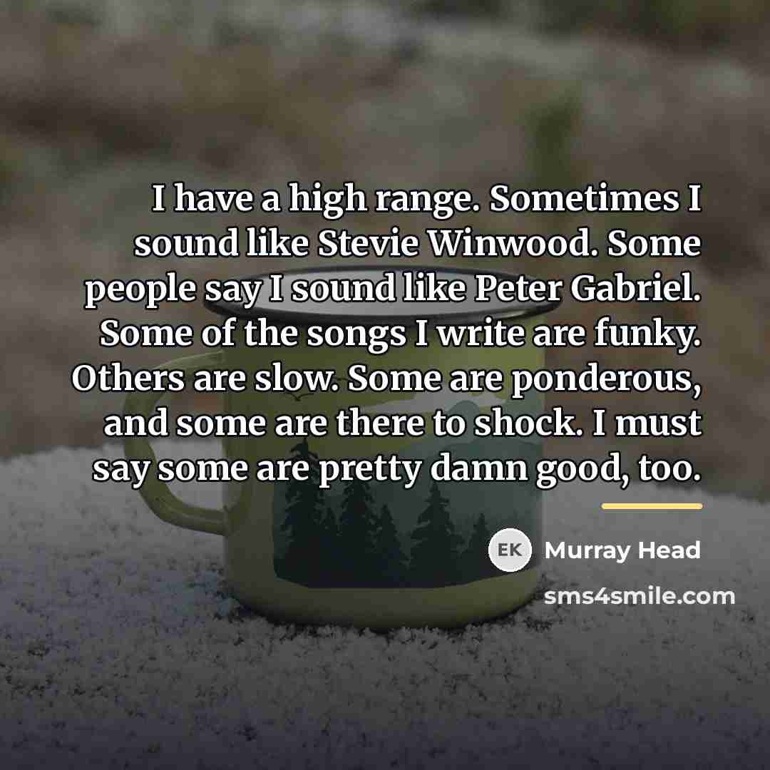“I have a high range. Sometimes I sound like Stevie…” quote by Murray Head