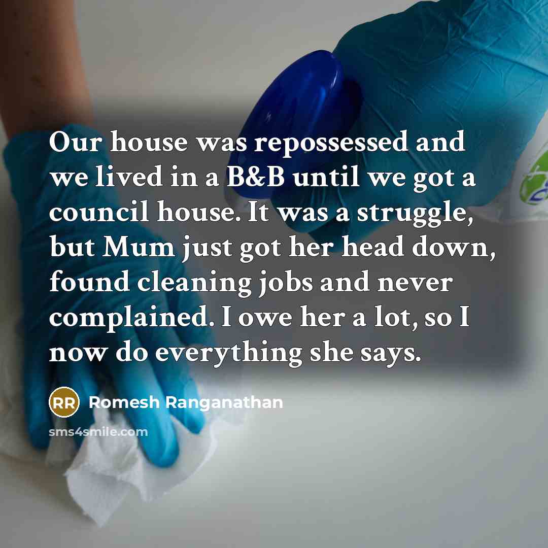 “Our house was repossessed and we lived in a B&B…” quote by Romesh Ranganathan