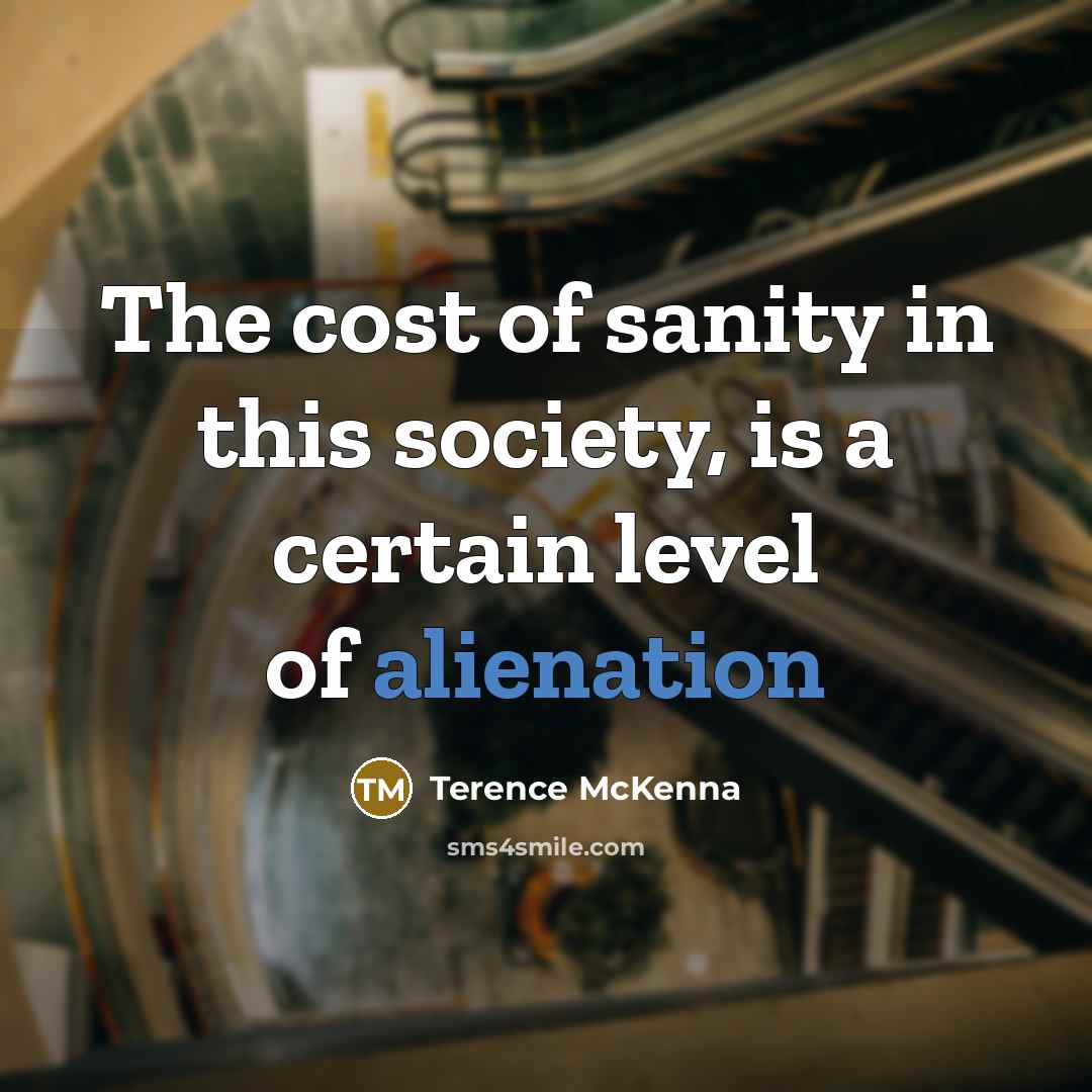“The cost of sanity in this society, is a certain…” quote by Terence McKenna