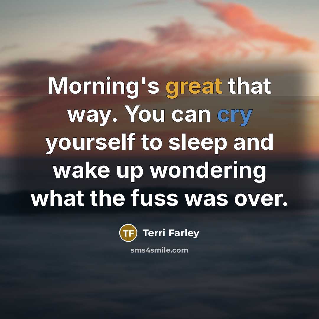 “Morning's great that way. You can cry yourself to sleep…” quote by Terri Farley