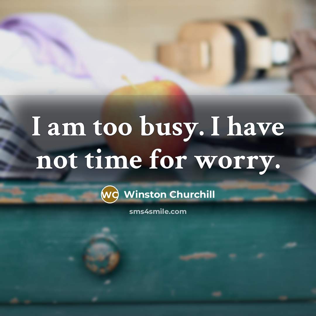 “I am too busy. I have not time for worry.…” quote by Winston Churchill
