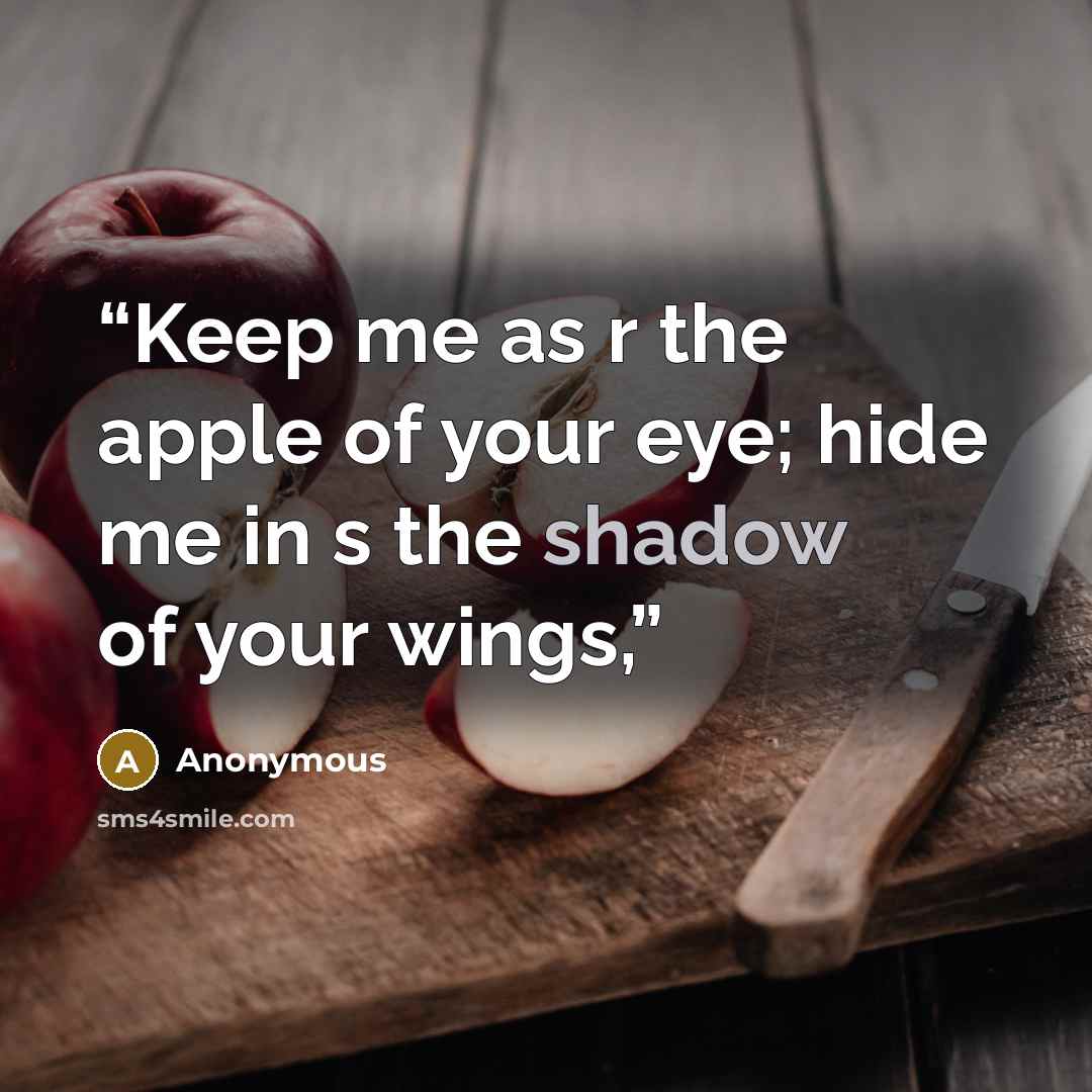 “Keep me as r the apple of your eye; hide me in s the shadow of your wings,” quote by Anonymous