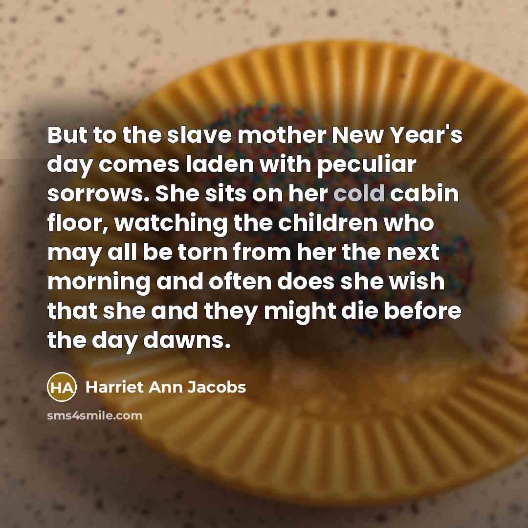 “But to the slave mother New Year's day comes laden…” quote by Harriet Ann Jacobs