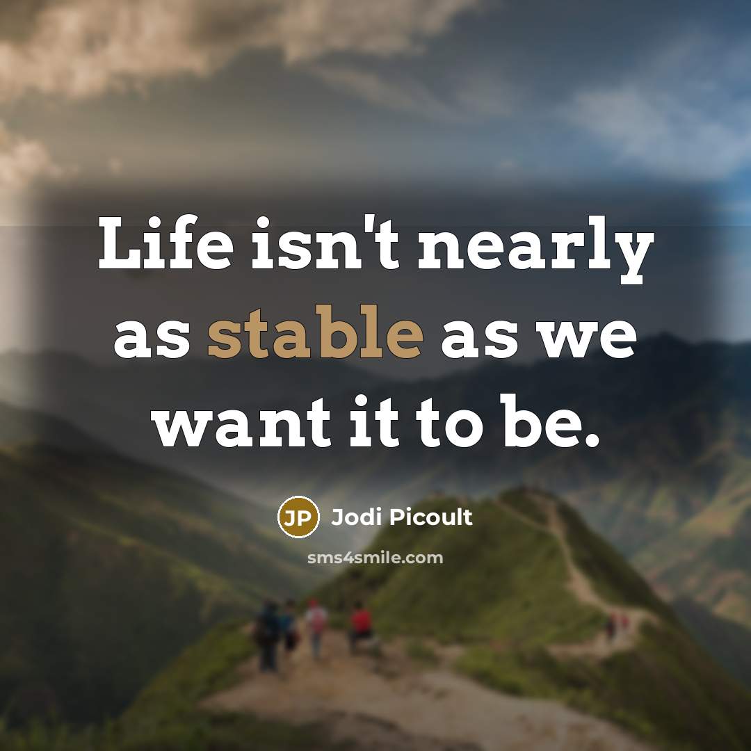 “Life isn't nearly as stable as we want it to…” quote by Jodi Picoult