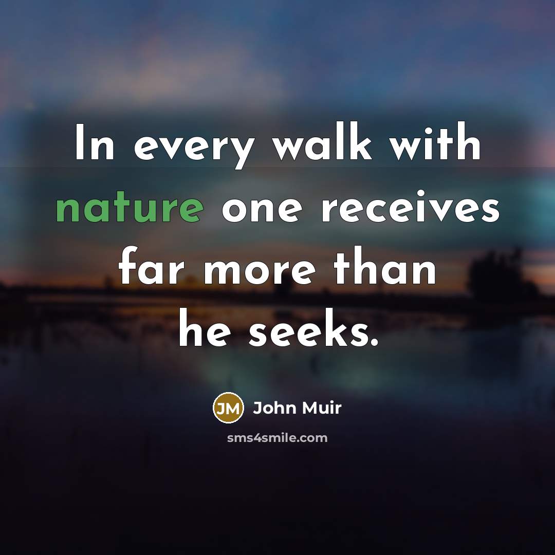 “In every walk with nature one receives far more than…” quote by John Muir