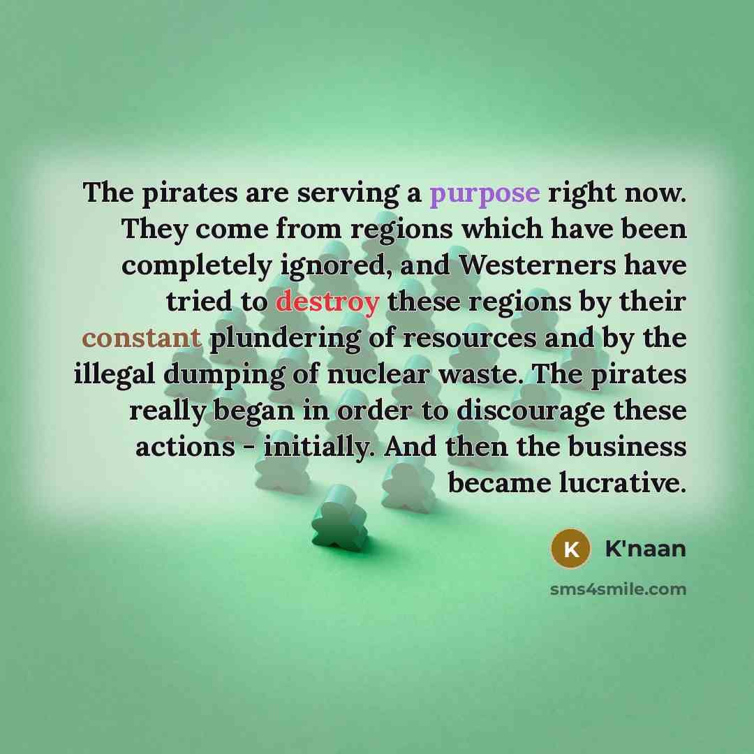 “The pirates are serving a purpose right now. They come…” quote by K'naan