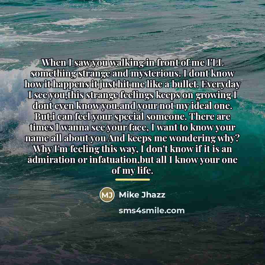 “When I saw you walking in front of me I'LL…” quote by Mike Jhazz