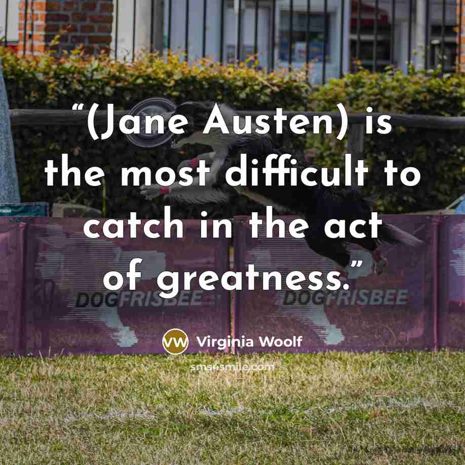 “(Jane Austen) is the most difficult to catch in the act of greatness.” quote by Virginia Woolf