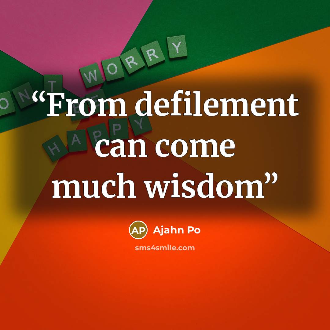 “From defilement can come much wisdom” quote by Ajahn Po