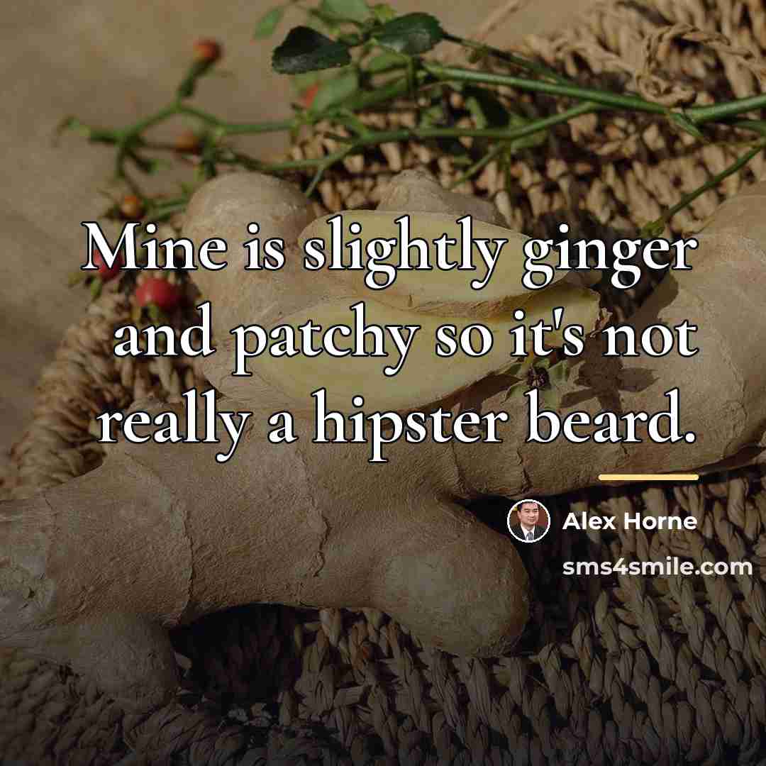 “Mine is slightly ginger and patchy so it's not really…” quote by Alex Horne