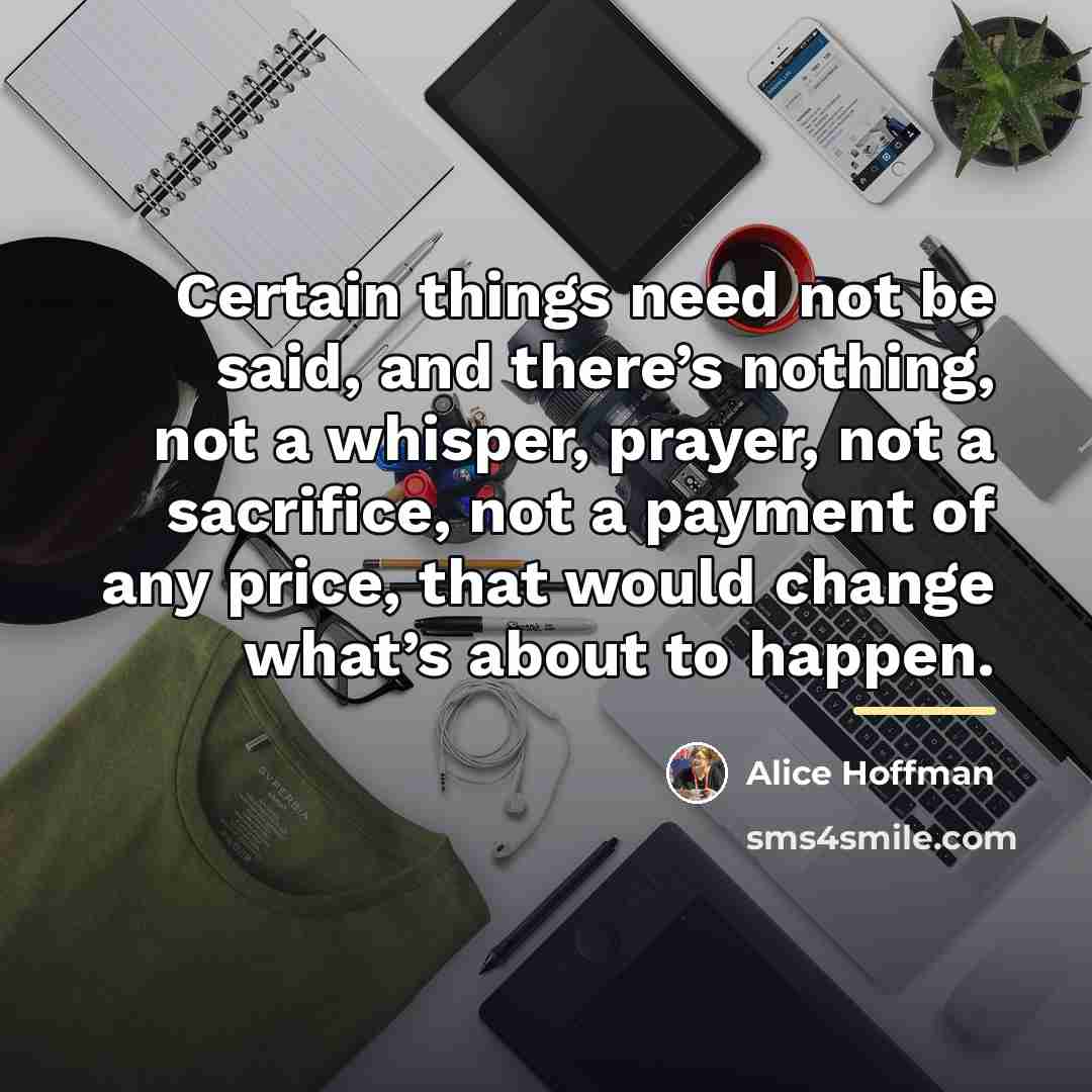 “Certain things need not be said, and there’s nothing, not…” quote by Alice Hoffman