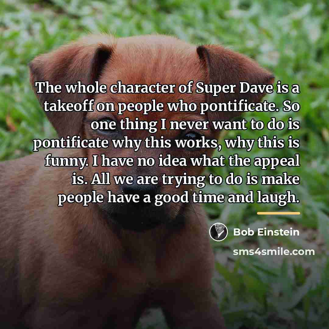 “The whole character of Super Dave is a takeoff on…” quote by Bob Einstein