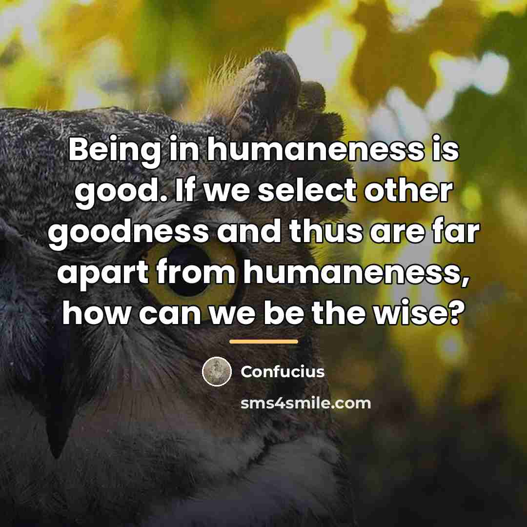 “Being in humaneness is good. If we select other goodness…” quote by Confucius