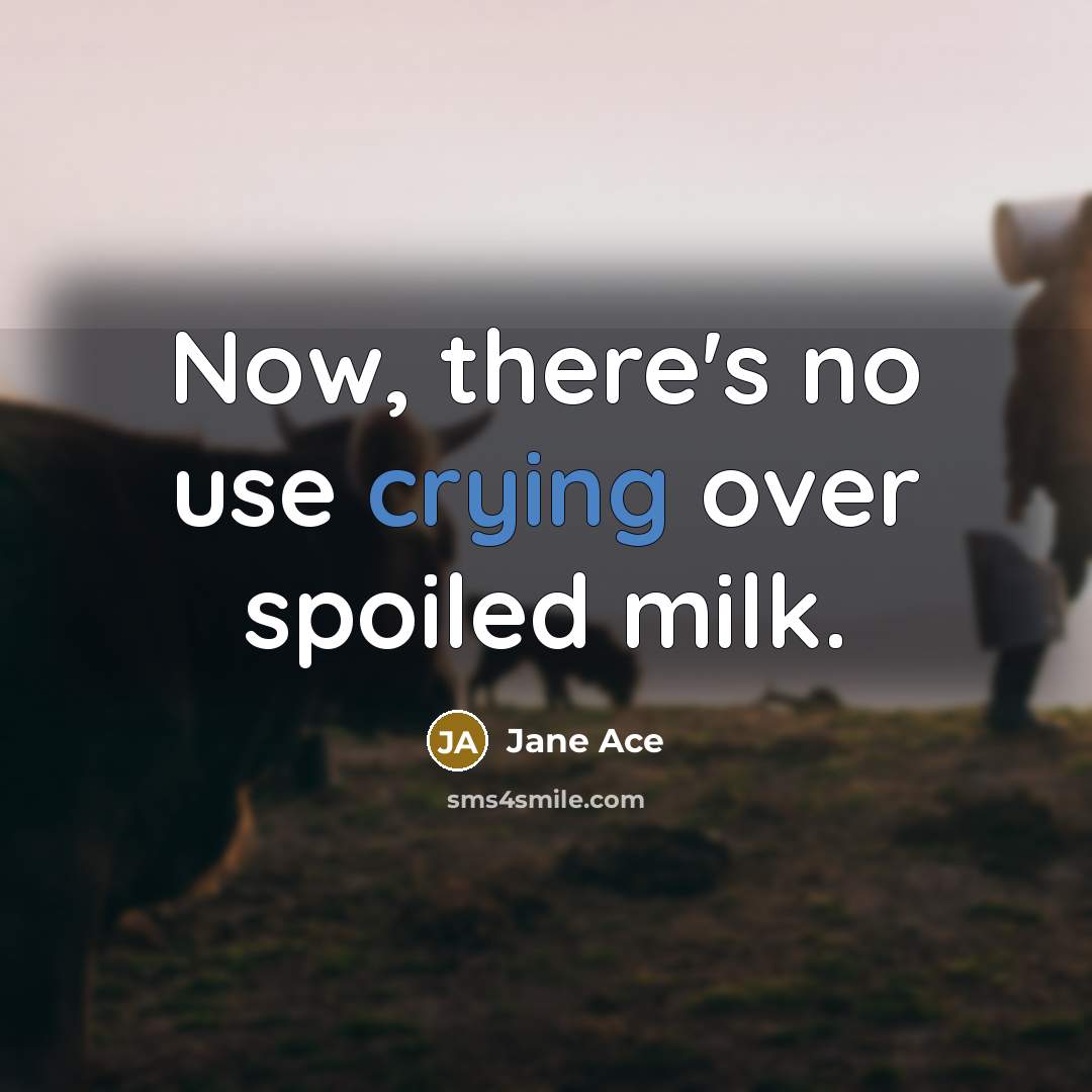 “Now, there's no use crying over spoiled milk.…” quote by Jane Ace