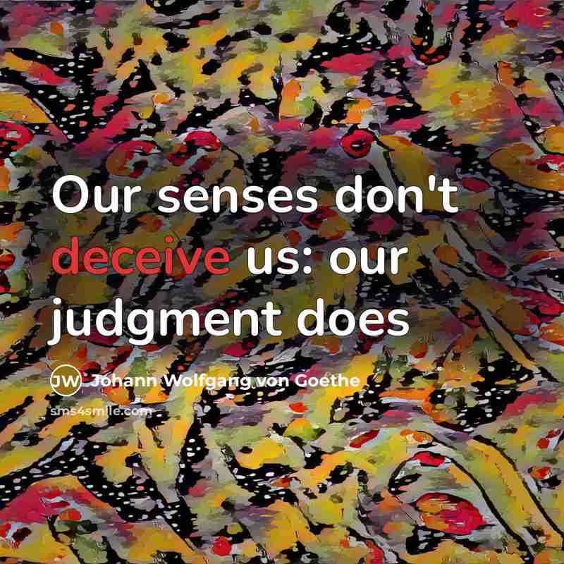 “Our senses don't deceive us: our judgment does…” quote by Johann Wolfgang von Goethe