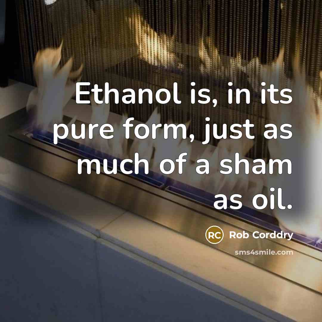 “Ethanol is, in its pure form, just as much of a sham as oil.” quote by Rob Corddry