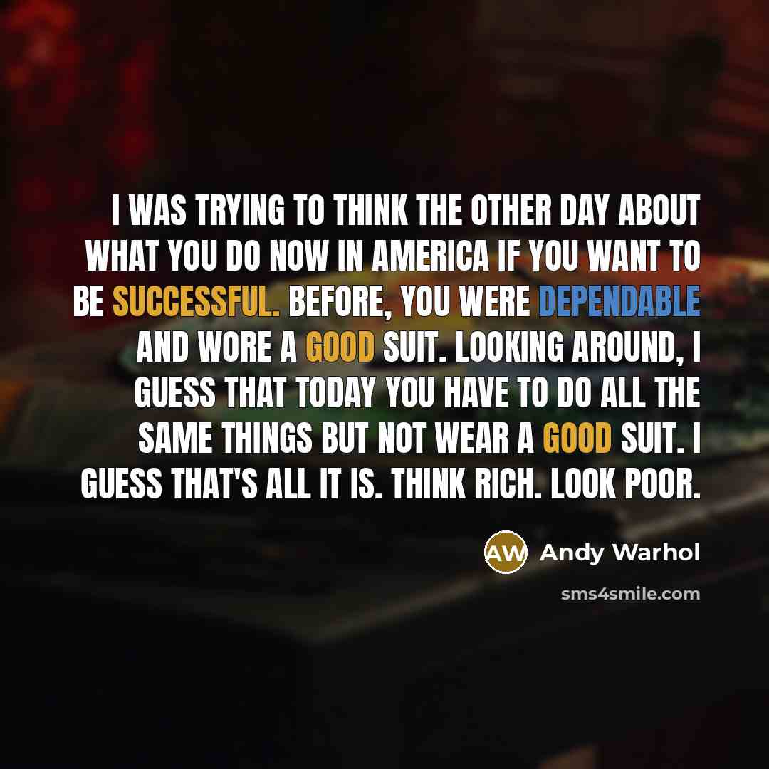 “I was trying to think the other day about what…” quote by Andy Warhol