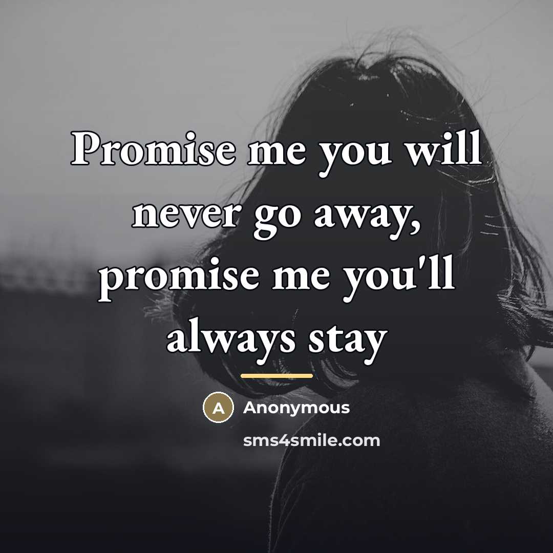 “Promise me you will never go away, promise me you'll…” quote by Anonymous