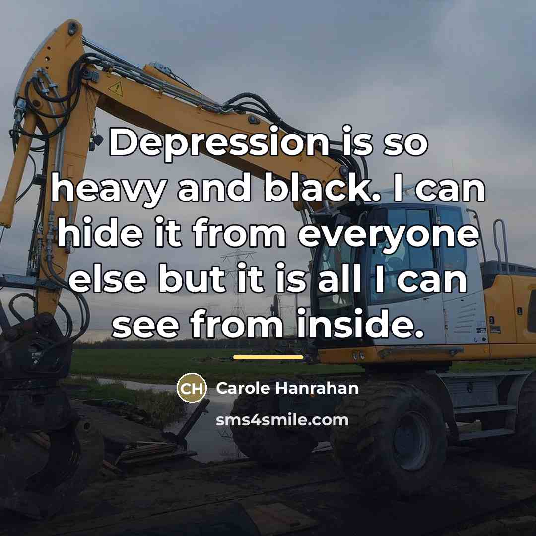 “Depression is so heavy and black. I can hide it…” quote by Carole Hanrahan