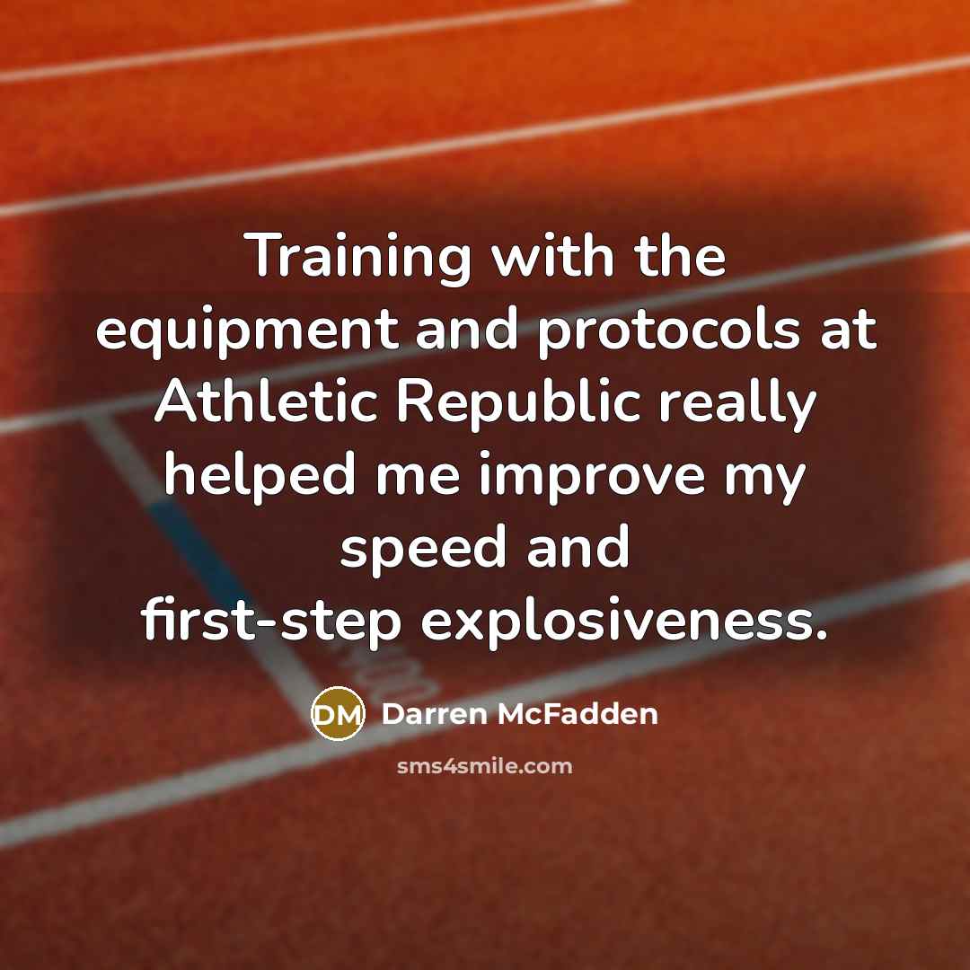 “Training with the equipment and protocols at Athletic Republic really…” quote by Darren McFadden