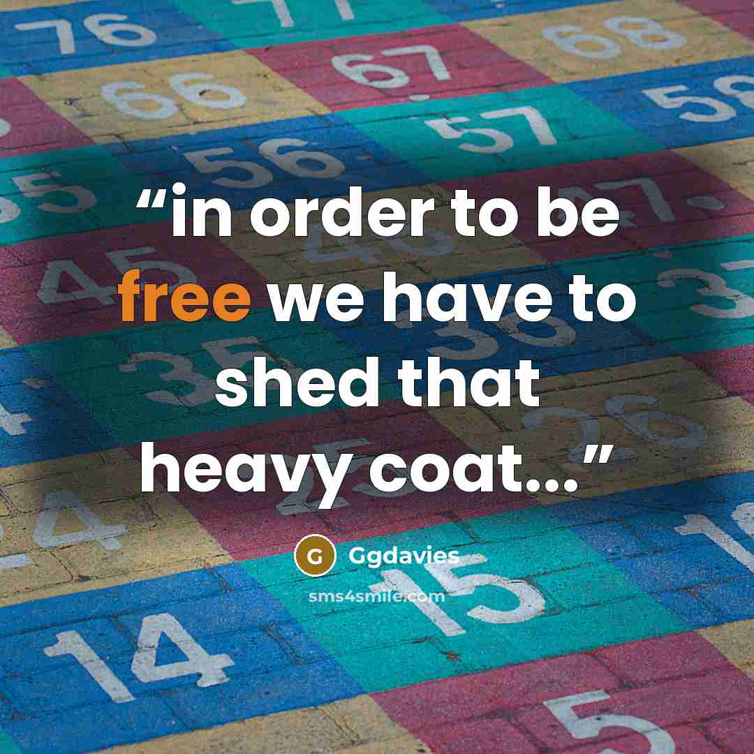 “in order to be free we have to shed that heavy coat...” quote by Ggdavies