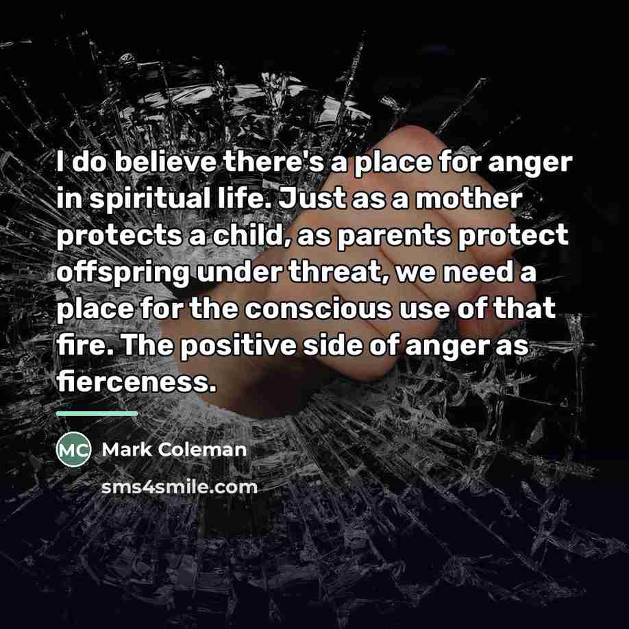 “I do believe there's a place for anger in spiritual…” quote by Mark Coleman