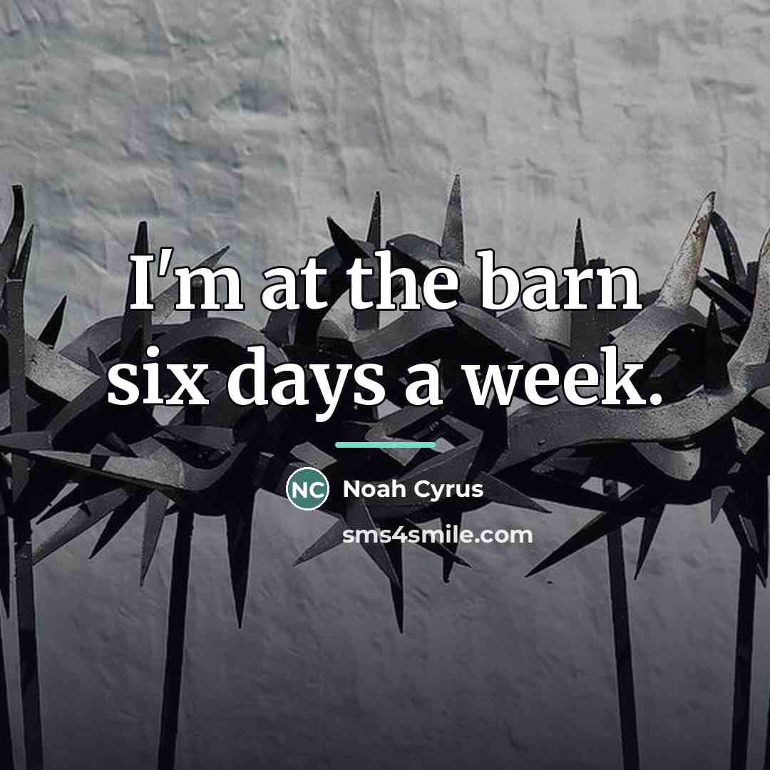 “I'm at the barn six days a week.…” quote by Noah Cyrus