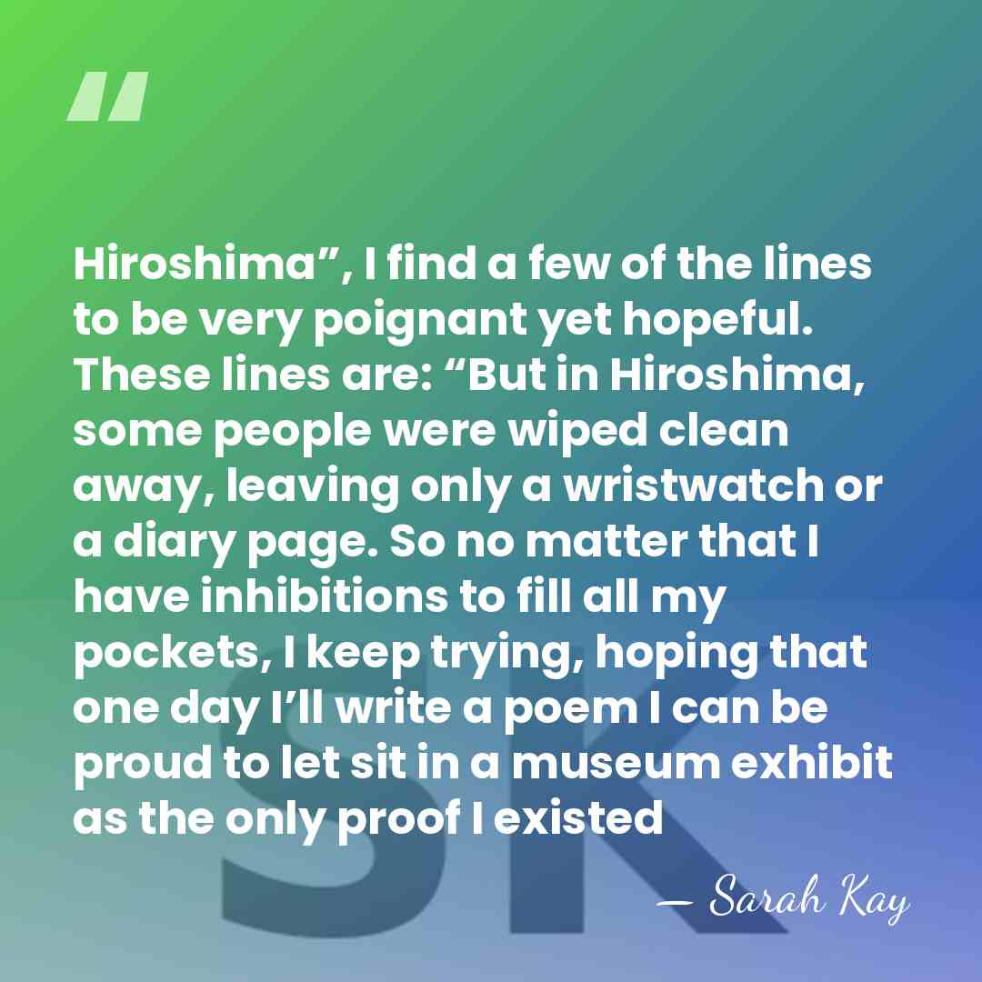 Hiroshima”, I find a few of the lines to be very poignant&hellip; - Sarah Kay