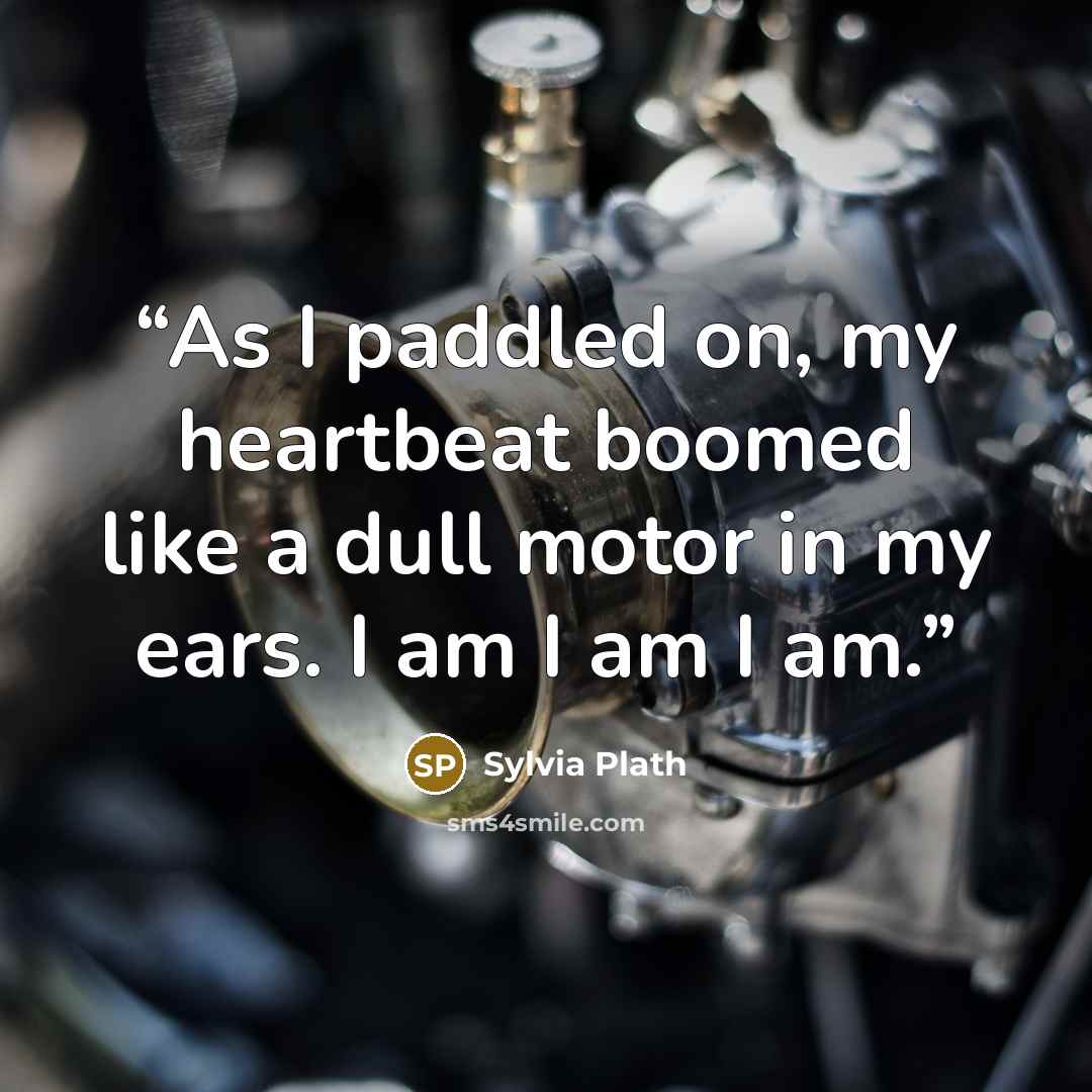 “As I paddled on, my heartbeat boomed like a dull motor in my ears. I am I am I am.” quote by Sylvia Plath