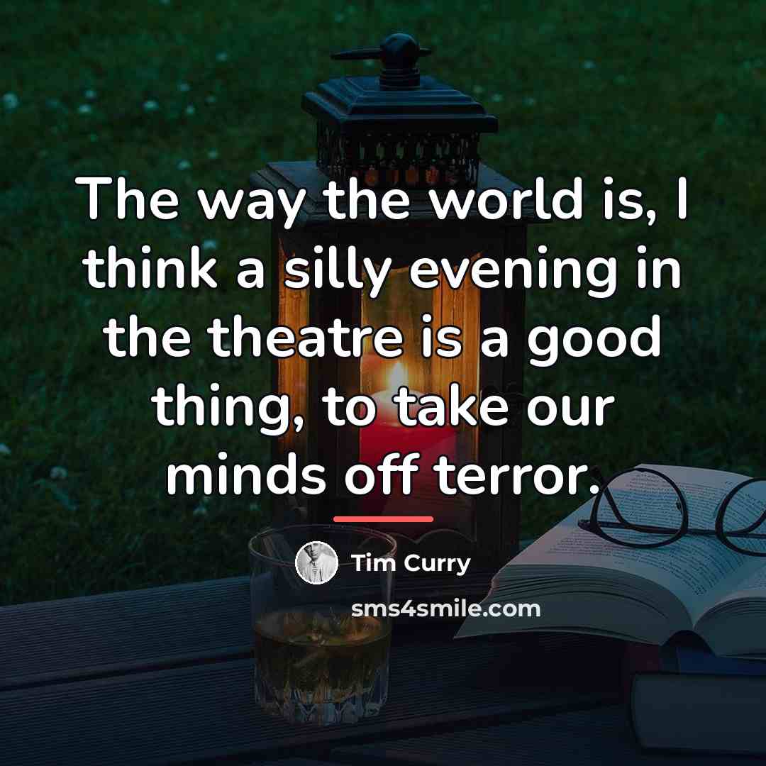 “The way the world is, I think a silly evening…” quote by Tim Curry