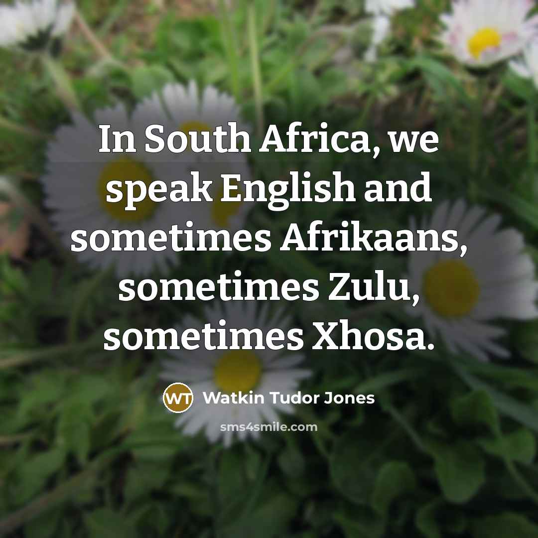 “In South Africa, we speak English and sometimes Afrikaans, sometimes…” quote by Watkin Tudor Jones