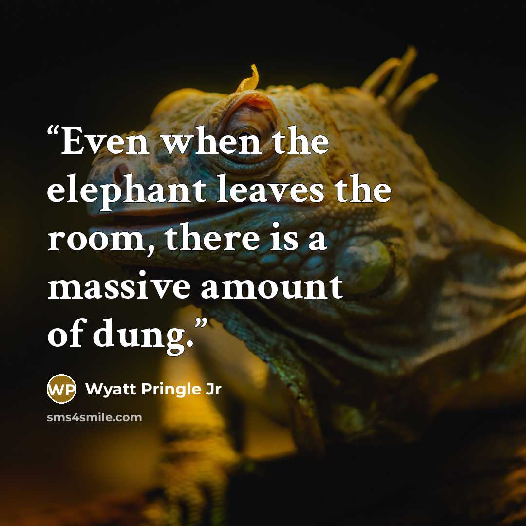 “Even when the elephant leaves the room, there is a massive amount of dung.” quote by Wyatt Pringle Jr