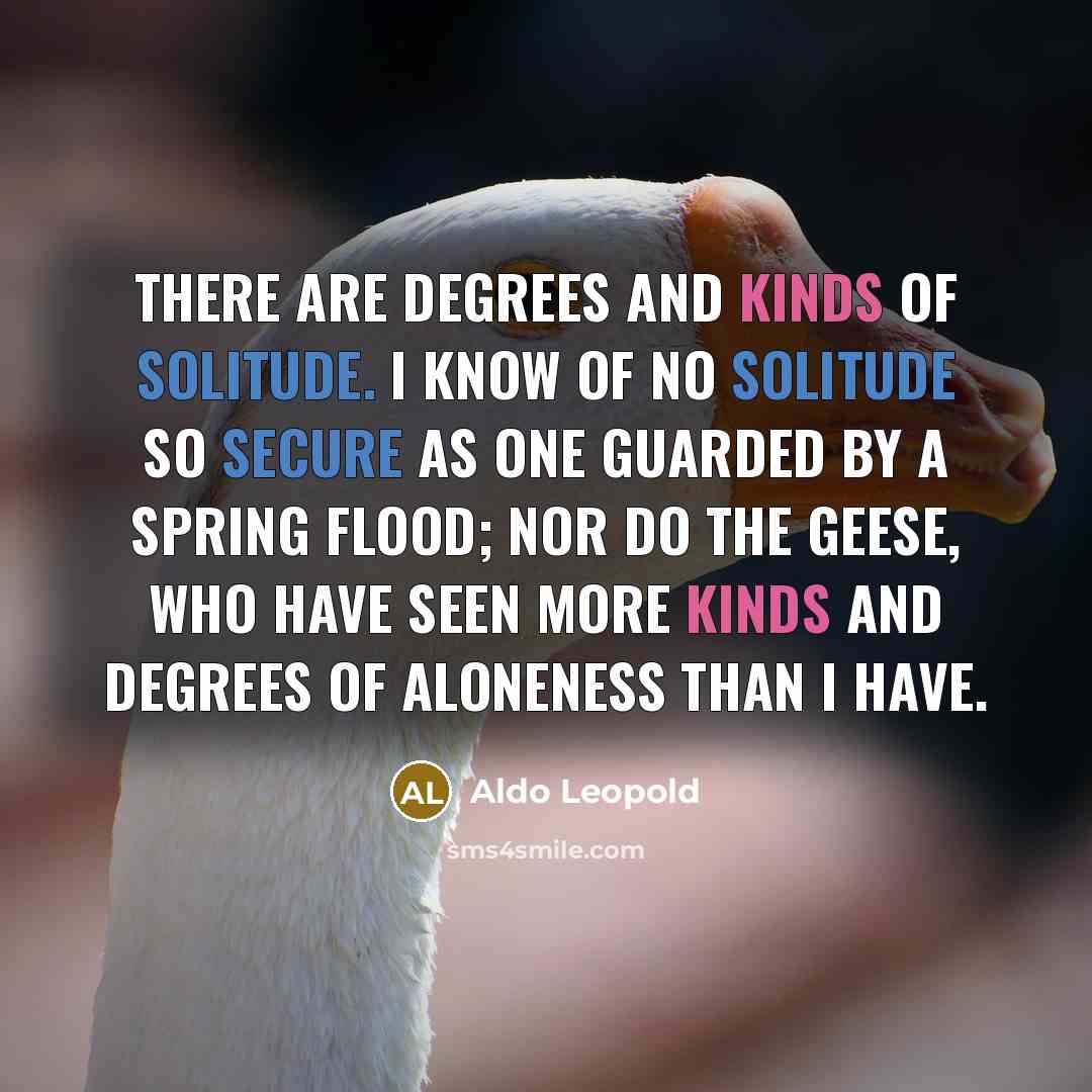“There are degrees and kinds of solitude. I know of…” quote by Aldo Leopold