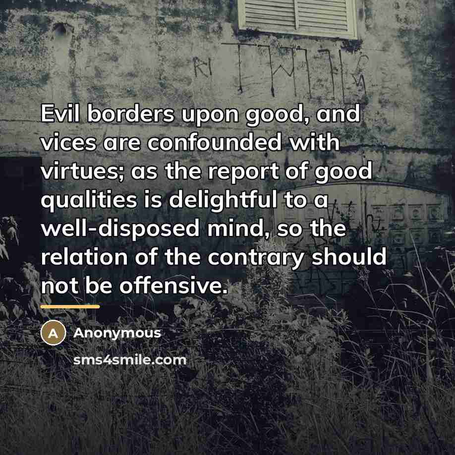 “Evil borders upon good, and vices are confounded with virtues;…” quote by Anonymous
