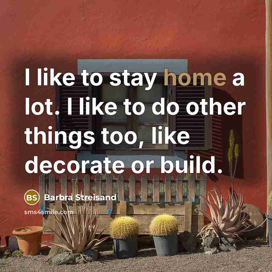 “I like to stay home a lot. I like to…” quote by Barbra Streisand