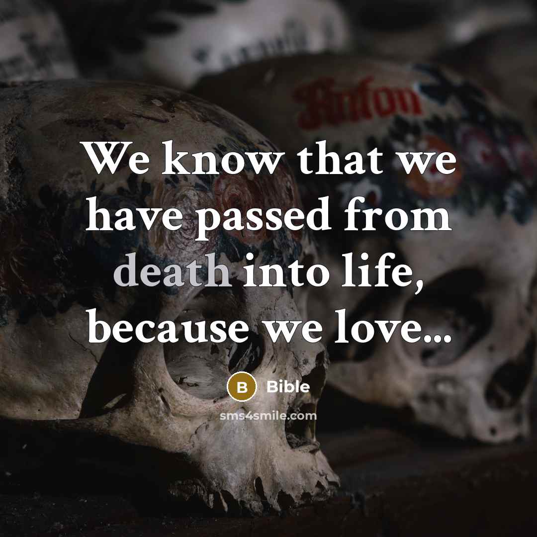“We know that we have passed from death into life,…” quote by Bible