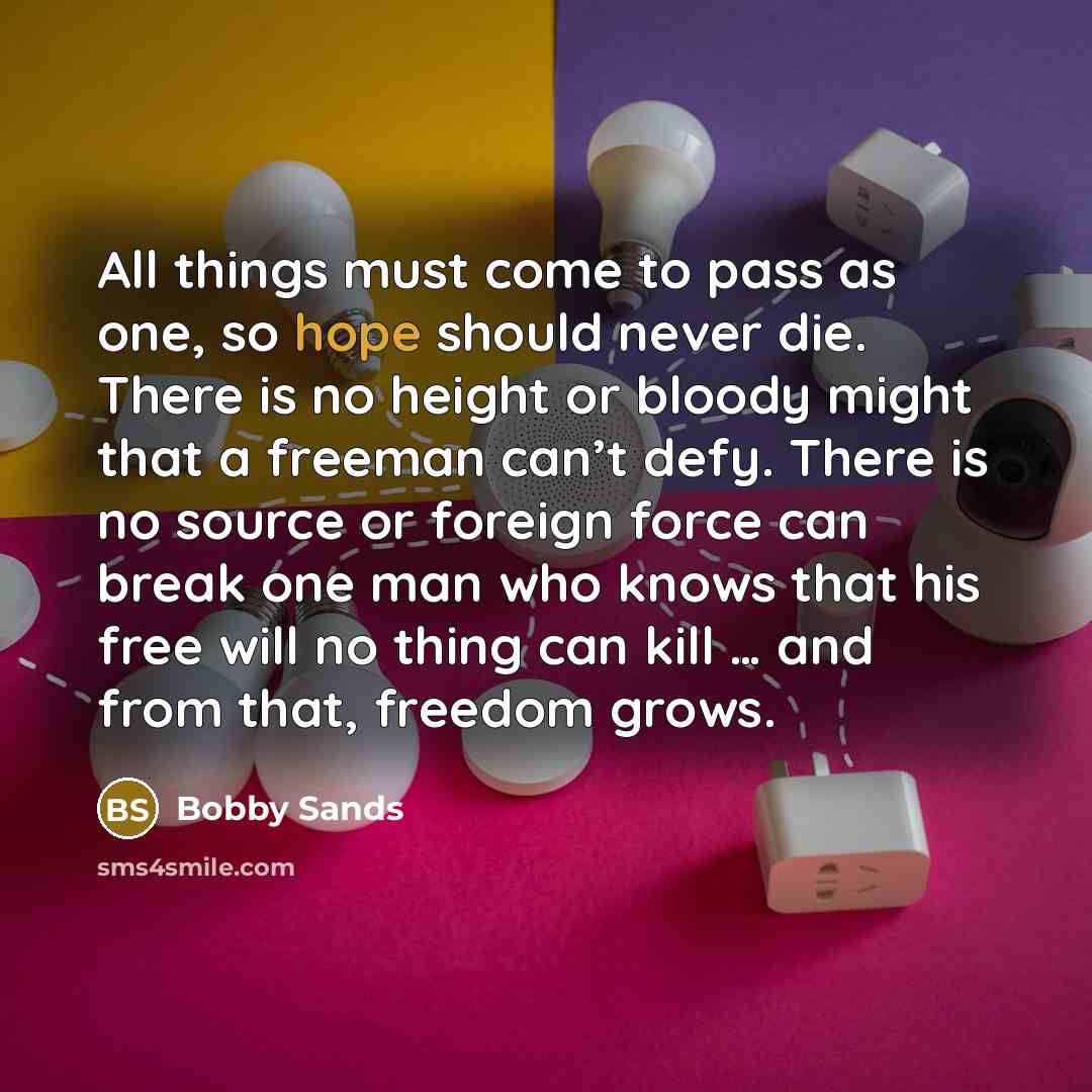 “All things must come to pass as one, so hope…” quote by Bobby Sands