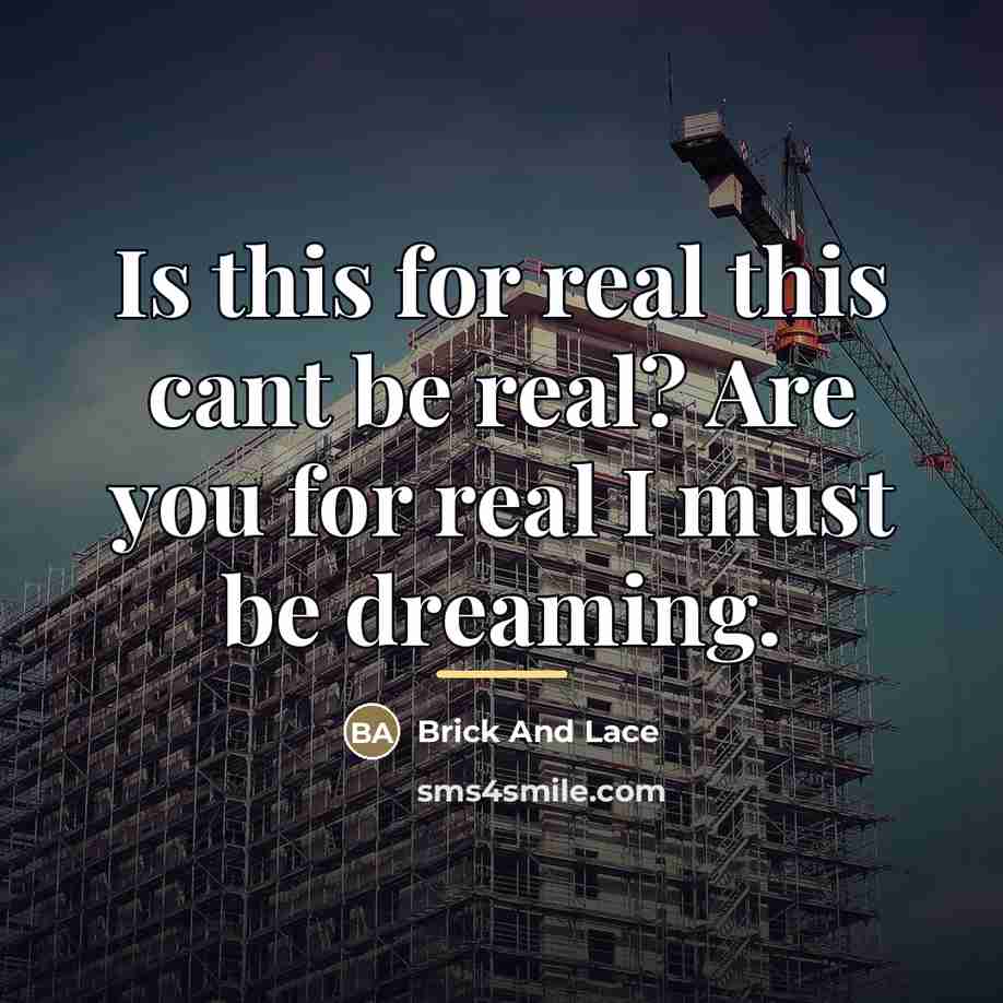“Is this for real this cant be real? Are you…” quote by Brick And Lace