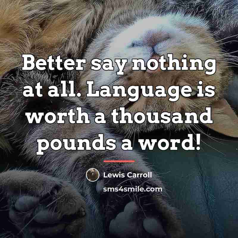 “Better say nothing at all. Language is worth a thousand…” quote by Lewis Carroll
