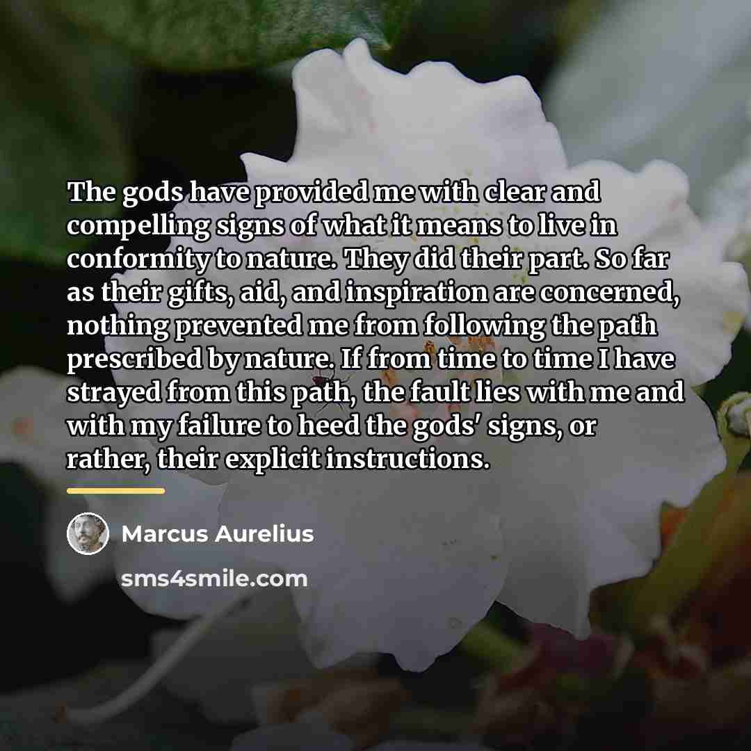 “The gods have provided me with clear and compelling signs…” quote by Marcus Aurelius