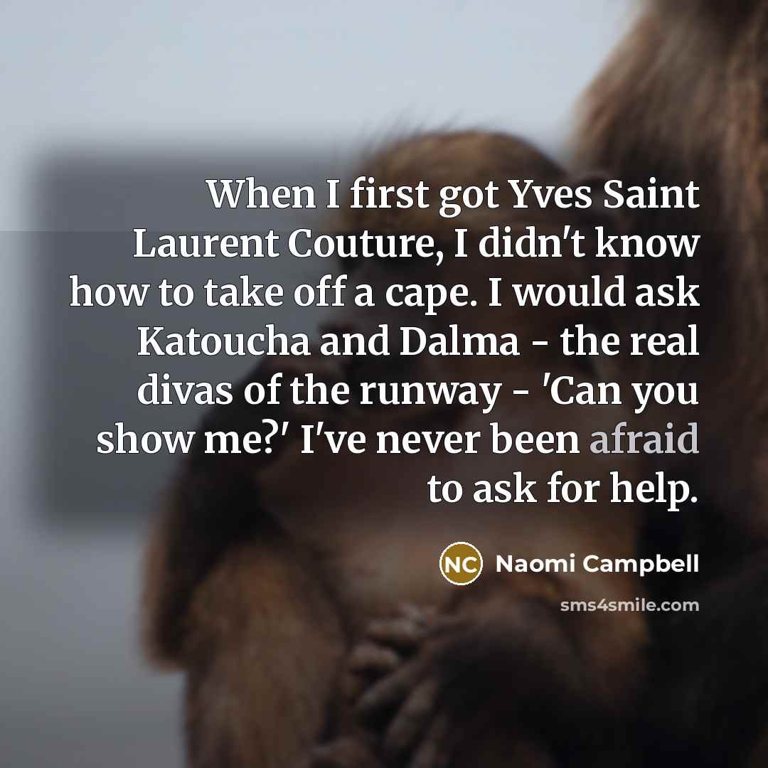 “When I first got Yves Saint Laurent Couture, I didn't…” quote by Naomi Campbell