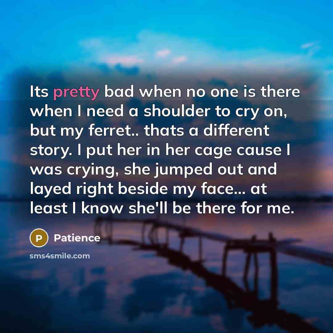 “Its pretty bad when no one is there when I…” quote by Patience