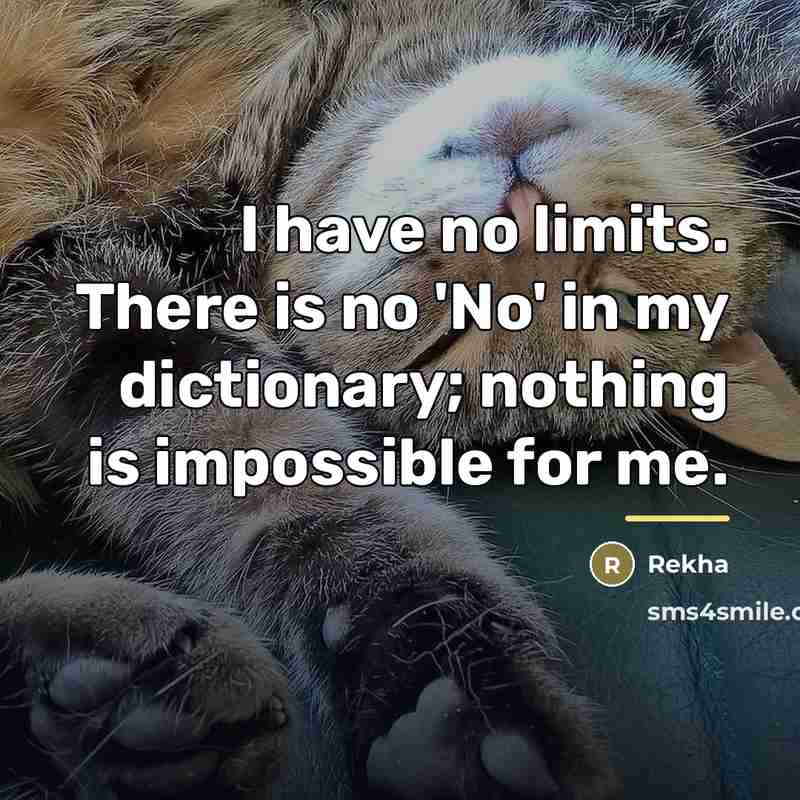 “I have no limits. There is no 'No' in my…” quote by Rekha