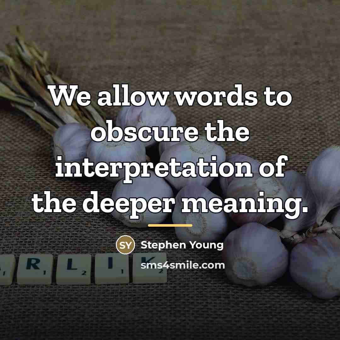 “We allow words to obscure the interpretation of the deeper…” quote by Stephen Young