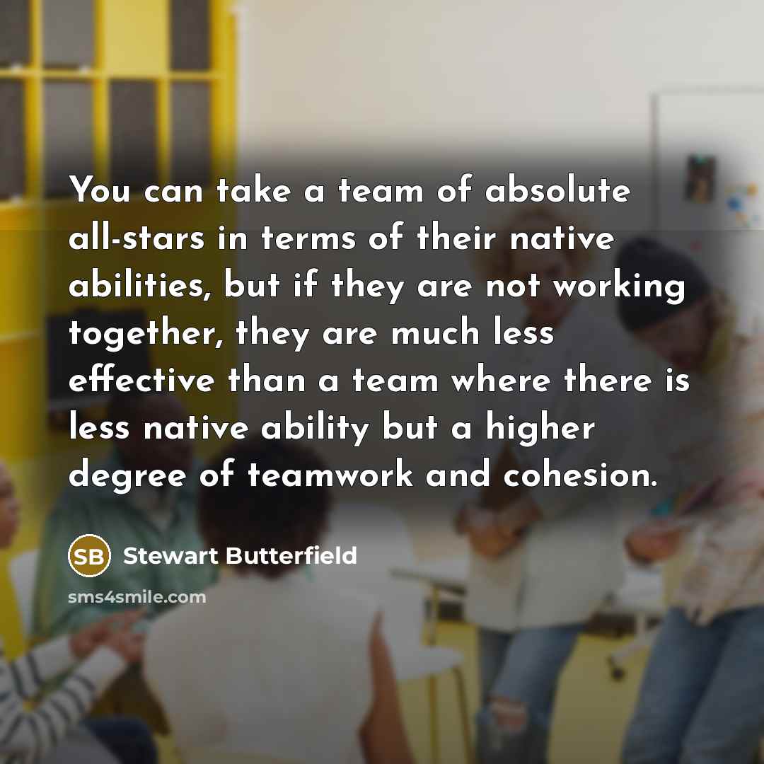 “You can take a team of absolute all-stars in terms…” quote by Stewart Butterfield