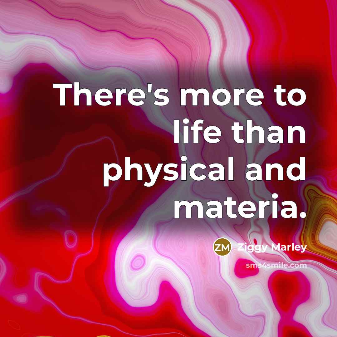 “There's more to life than physical and materia.…” quote by Ziggy Marley