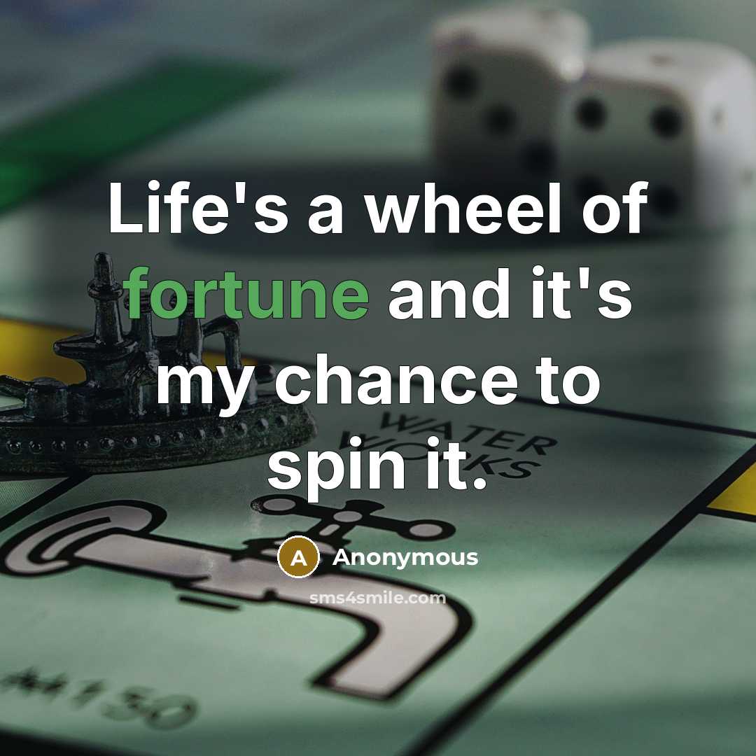 “Life's a wheel of fortune and it's my chance to…” quote by Anonymous