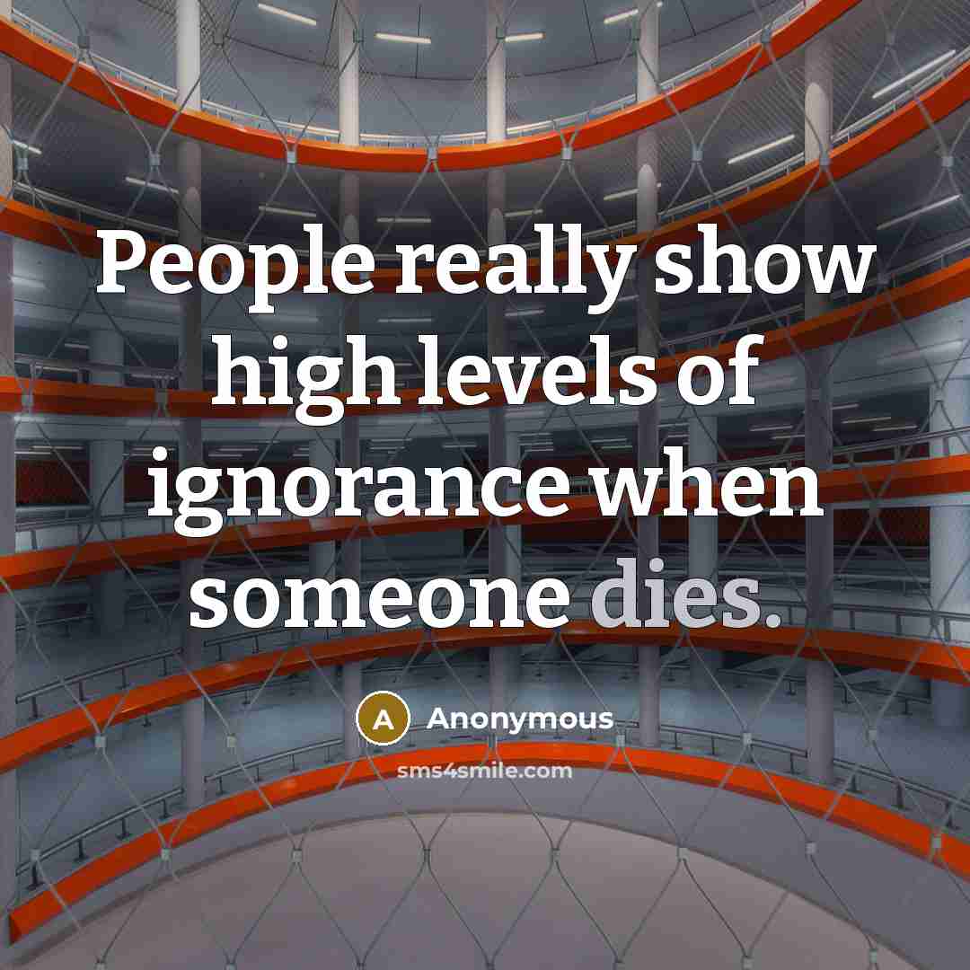 “People really show high levels of ignorance when someone dies.” quote by Anonymous