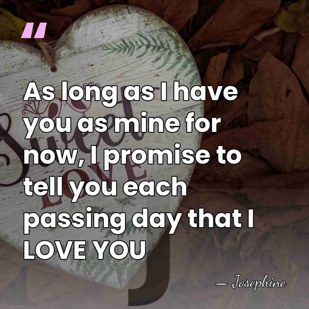As long as I have you as mine for now, I promise&hellip; - Josephine