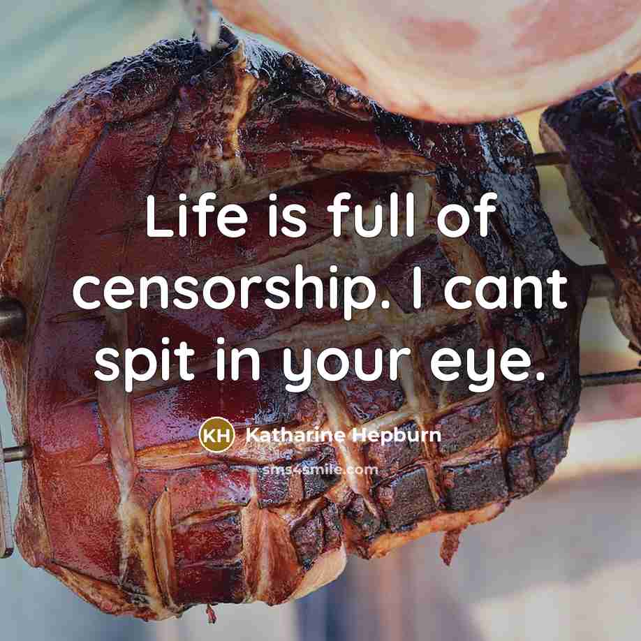 “Life is full of censorship. I cant spit in your…” quote by Katharine Hepburn